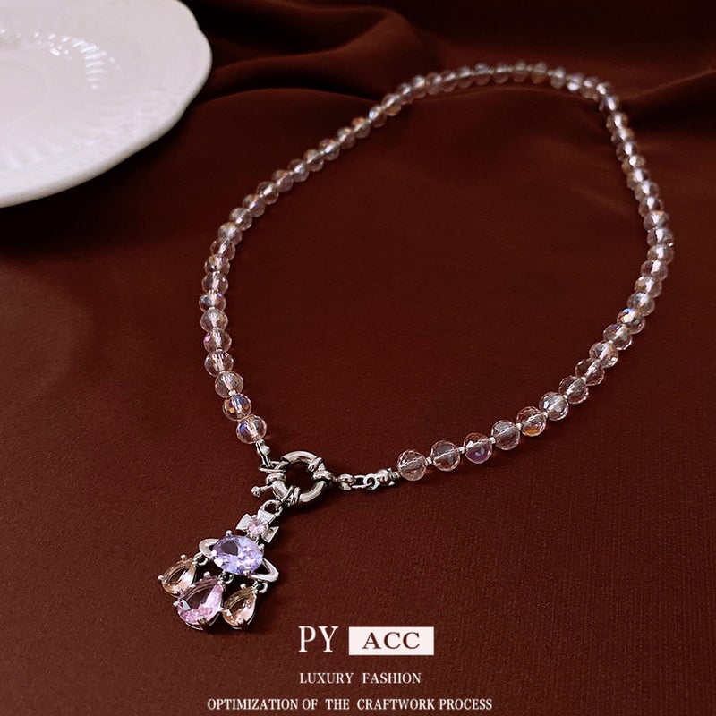 Zircon Saturn Crystal Pendant Necklace Ins Niche High-End Clavicle Chain Fashion Elegant Versatile Jewelry - Image 3